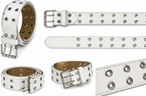 White Sexy Double Hole Punk Belt Removable Buckle 38