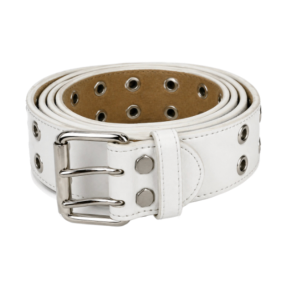 White Sexy Double Hole Punk Belt Removable Buckle 38