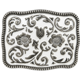 Flower Belt Buckle Western Cowgirl Fashion Style White Belts Buckles