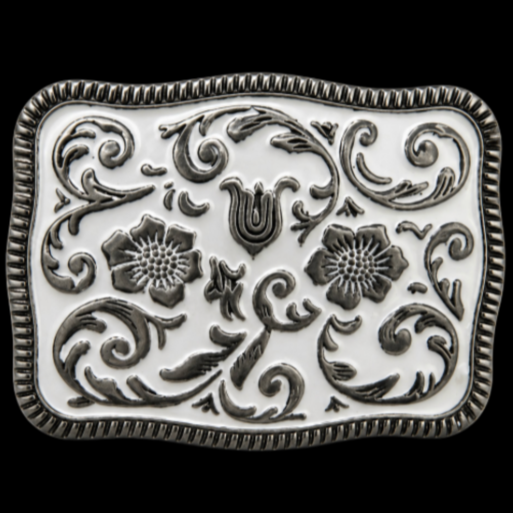 Flower Belt Buckle Western Cowgirl Fashion Style White Belts Buckles