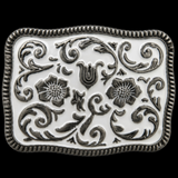 Flower Belt Buckle Western Cowgirl Fashion Style White Belts Buckles