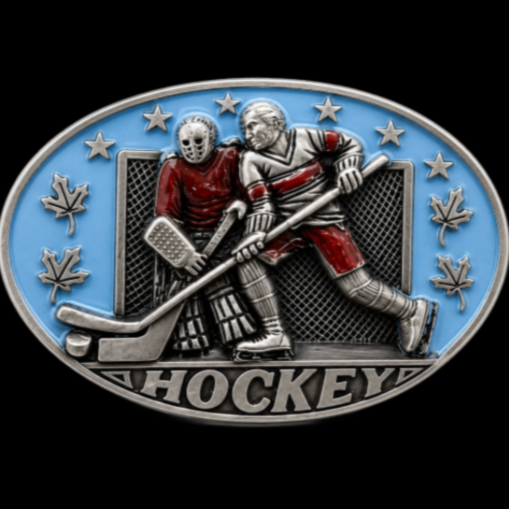 Hockey's Goalie Belt Buckle Ice Hockey Canada National Sport Buckles Belts