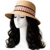 Women's Straw Wide Brim Ribbon Panama Sun Shade Summer Beach Hat