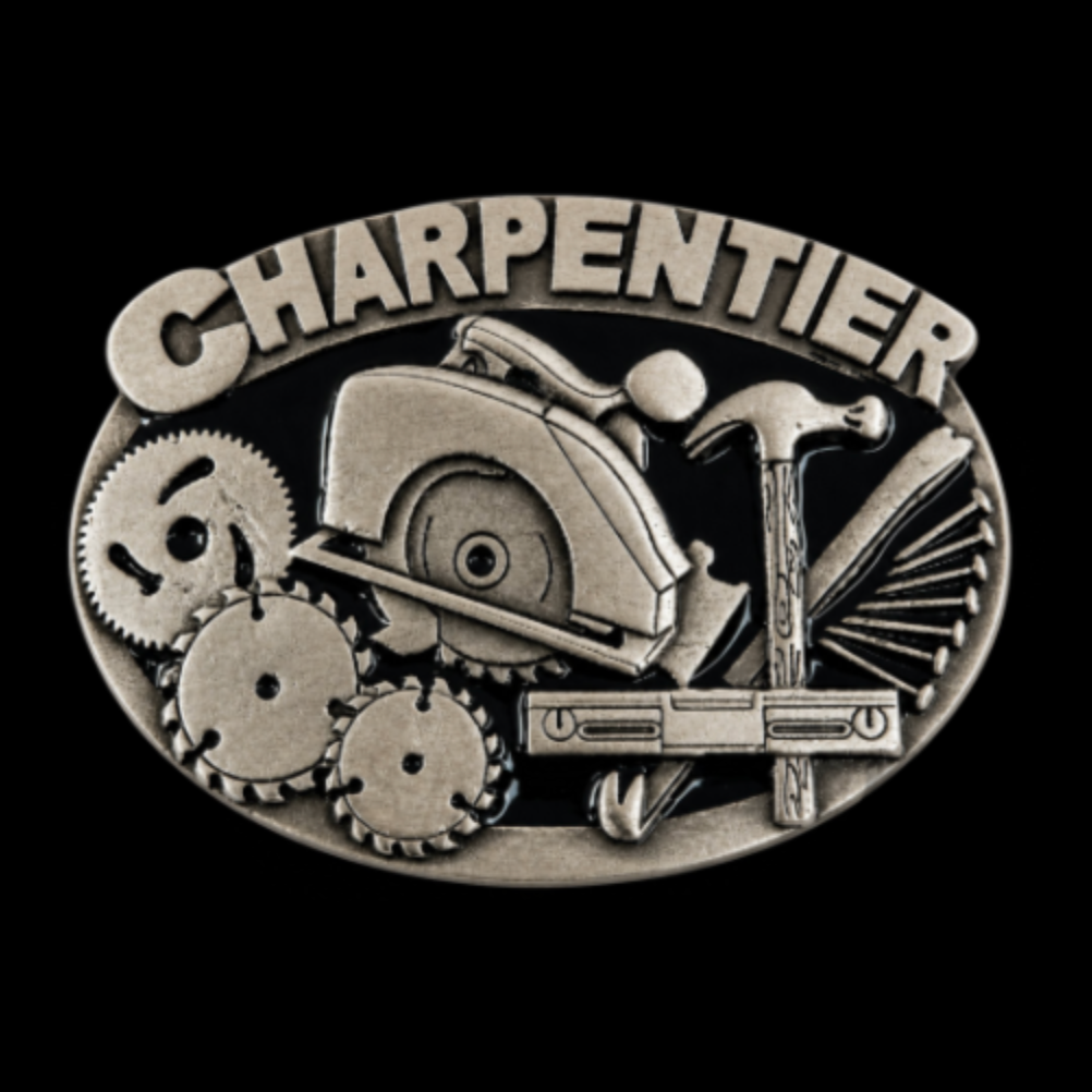 Charpentier French Carpenter Workshop Saw, Hammer Tool Profession Belt Buckle
