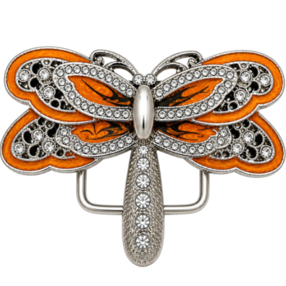 Boucle De Ceinture Orange Strass Libellule Mode Insecte Boucle De Ceinture
