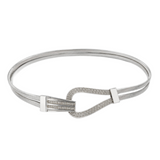 Women’s Silver Stretch Waist Belt Double Circle Buckle Elastic Metal Belt