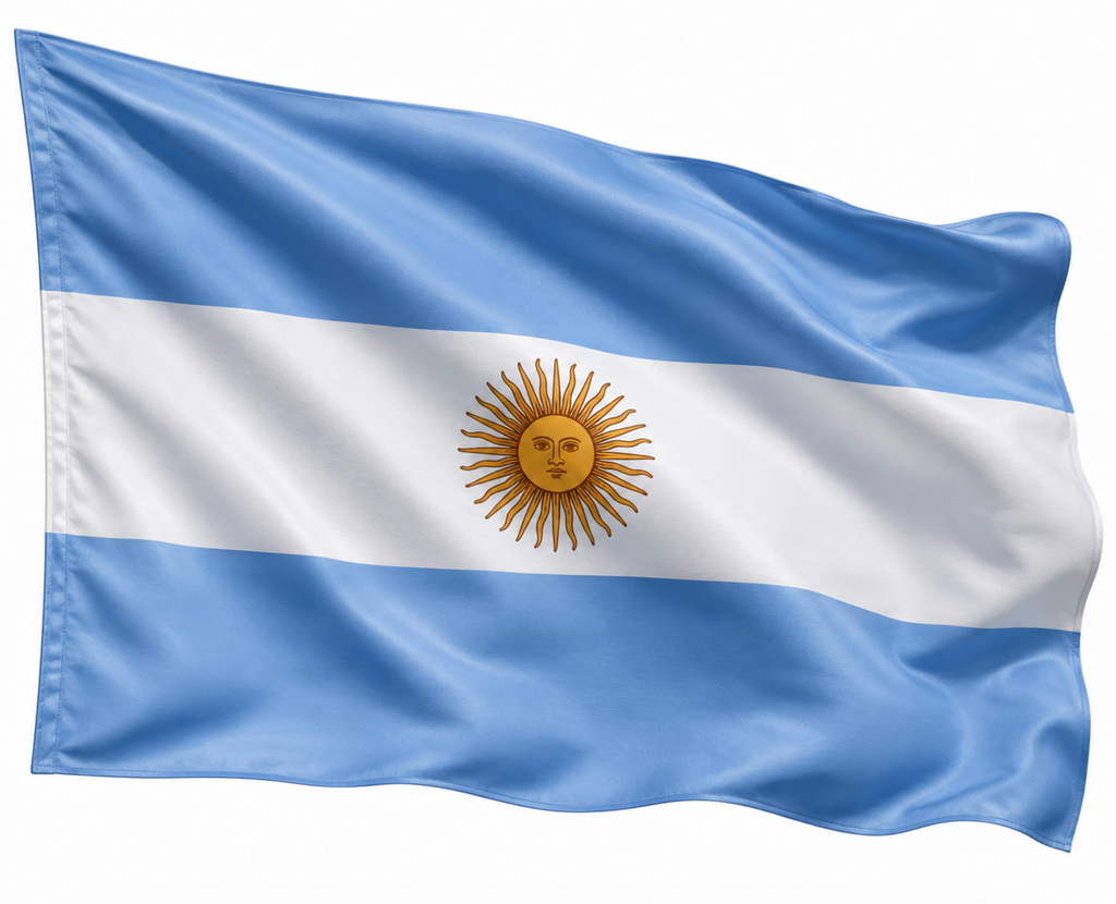 Drapeau Argentine Pays Pôle National Argentin Avec Grands Drapeaux Ondulés