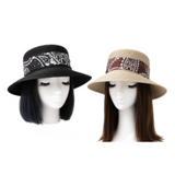 Women's Summer Foldable Checkered Bow Straw Cloche Sun Hat Hats