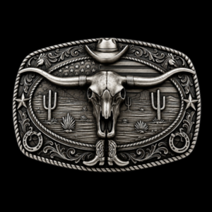 Boucle de ceinture Texas Longhorn, Cowboy de rodéo, grandes boucles occidentales
