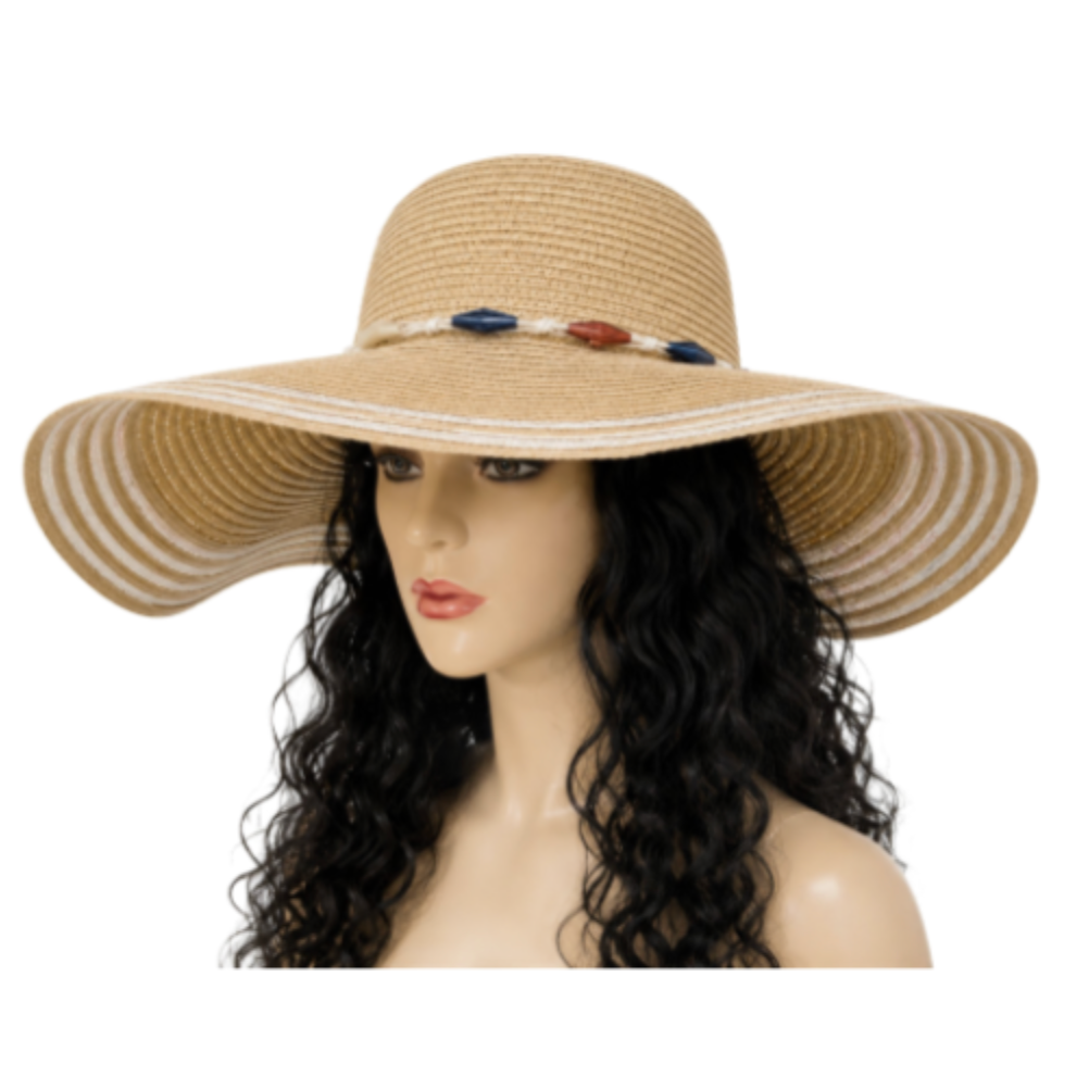 Women's Summer Foldable Checkered Bow Straw Cloche Wide Brim Sun Hat Hats