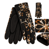 Women's Embroidered Winter Touch Screen Gloves Warm Fashion Hand Warmer
