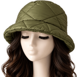 Women Soft Warm Winter Quilted Bucket Hat Foldable Crushable Cap New