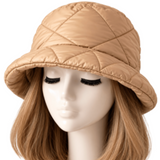 Women Soft Warm Winter Quilted Bucket Hat Foldable Crushable Cap New