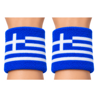Greek Flag Tennis Wristband Greece Sports Wrist Sweatband Set of 2
