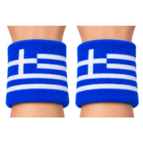 Greek Flag Tennis Wristband Greece Sports Wrist Sweatband Set of 2