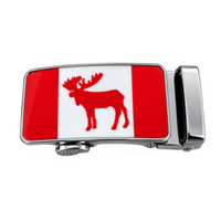 Canada Flag Moose Men's Belt Buckle Auto Sliding Self Locking Ratcheting Track