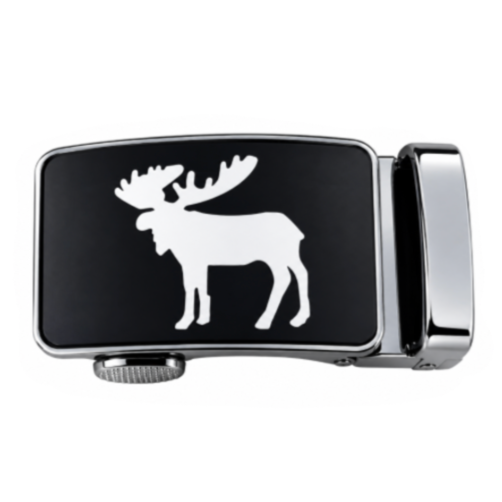 Canada Flag Moose Belt Buckle Auto Sliding Self Locking Ratcheting Track