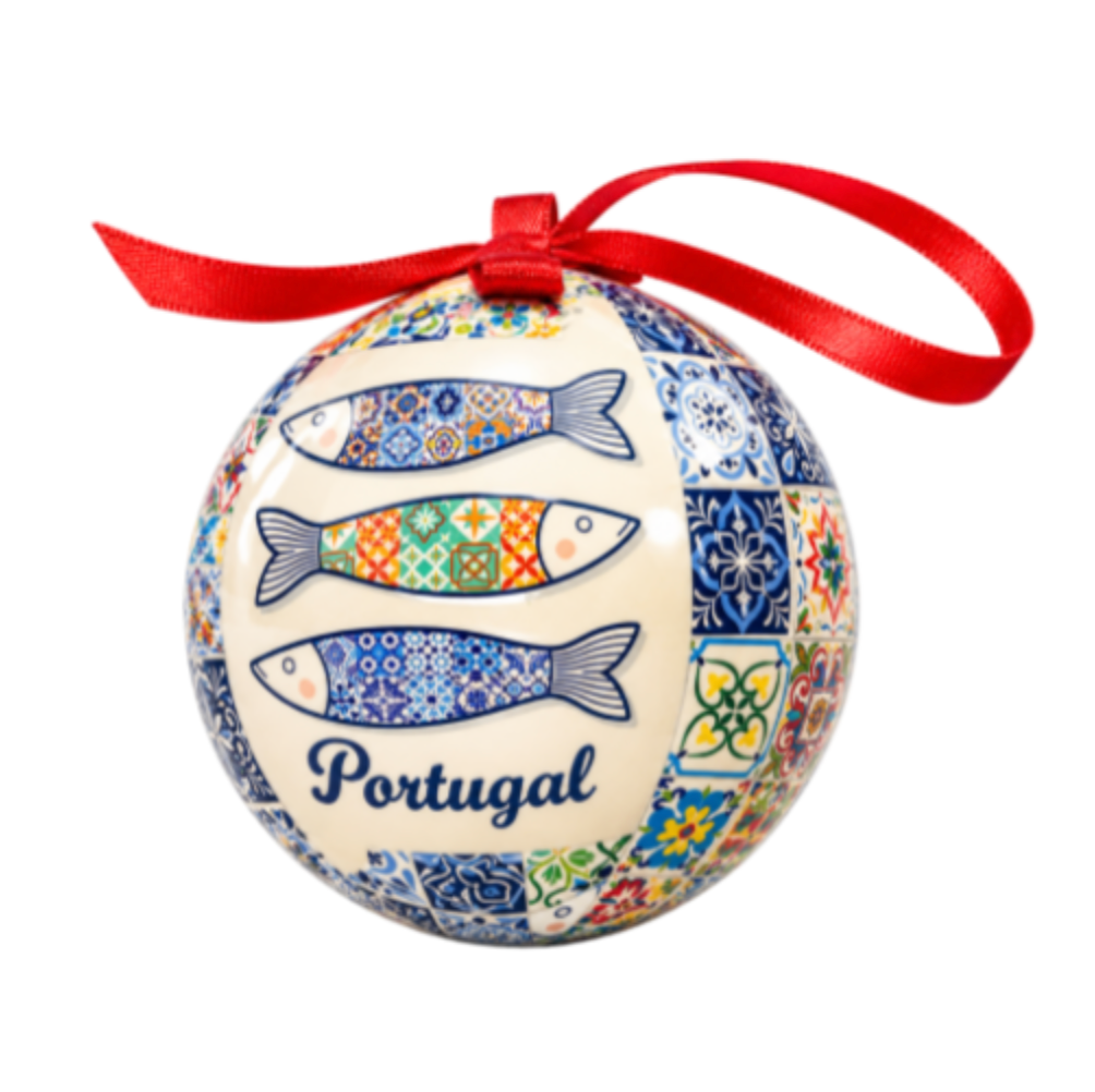 Traditional Portugal Lisboa Tiles Sardine Themed Christmas Double Sided Ornament