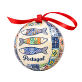 Traditional Portugal Lisboa Tiles Sardine Themed Christmas Double Sided Ornament