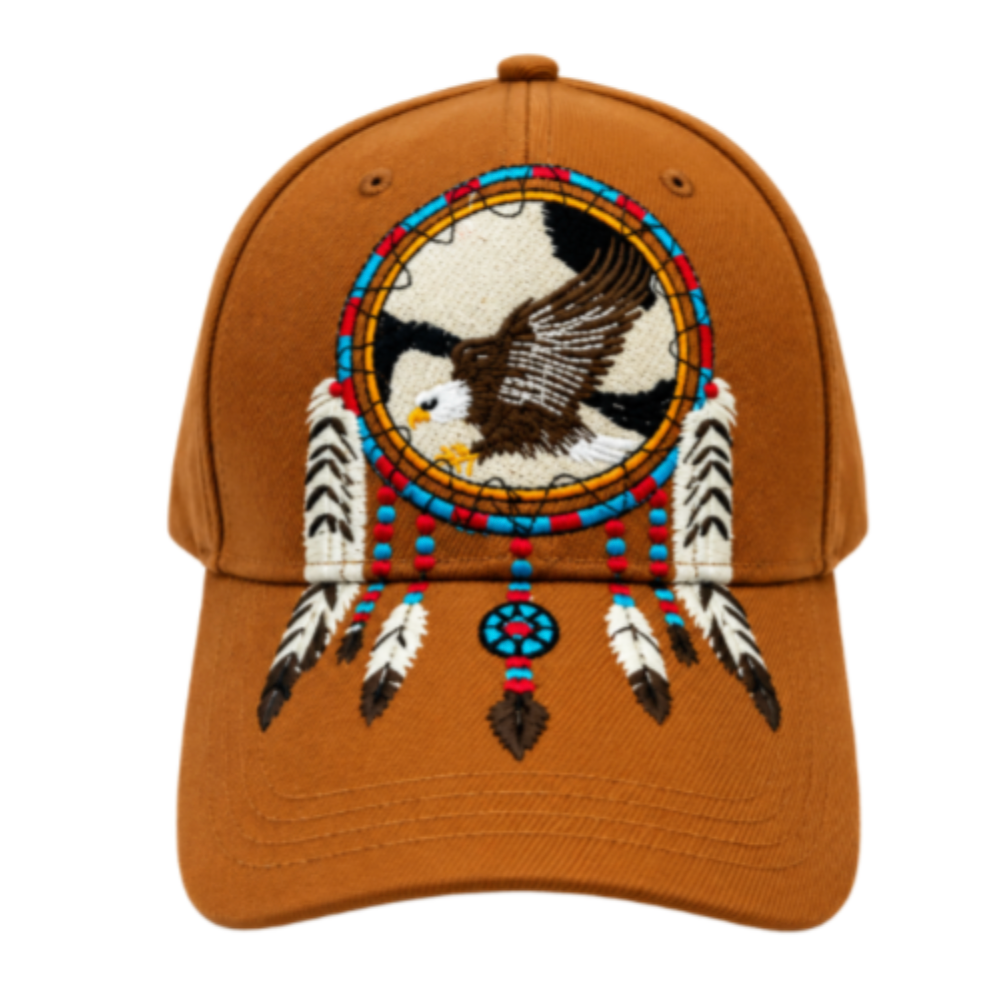 Chapeau d'aigle, casquette de boule, attrape-rêves, plumes, Art indien indien, Casquette