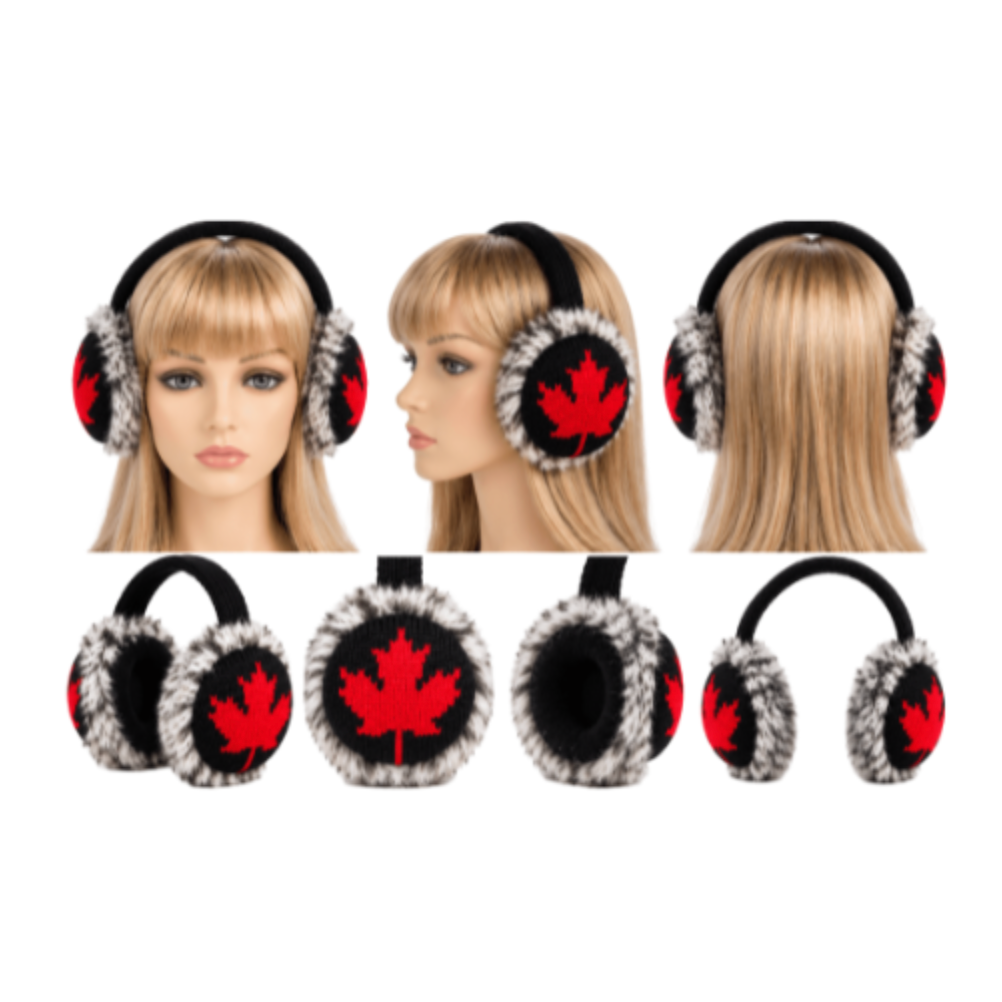 Mapleleaf Faux Fur Ear Warmers Earmuffs Big Winter Outdoor Ear Warm