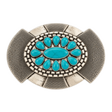 Turquoise Flower Peace Love Belt Buckle - Unisex 60 70's Hippie Art