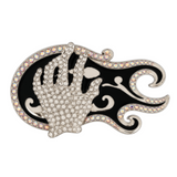 Rhinestone Hand Playing Electric Guitar Music Musical Belt Buckle Buckles