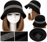Women 100% Wool Cloche Bucket Hat Winter Beanie Hat Warm Cap
