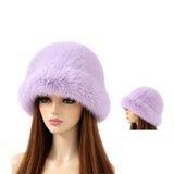 Oversized Faux Fur Bucket Fuzzy Plush Women's Winter Hat