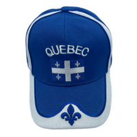 Quebec Flag Canada Fleur De Lys Hat Cap Baseball Blue Embroidered New