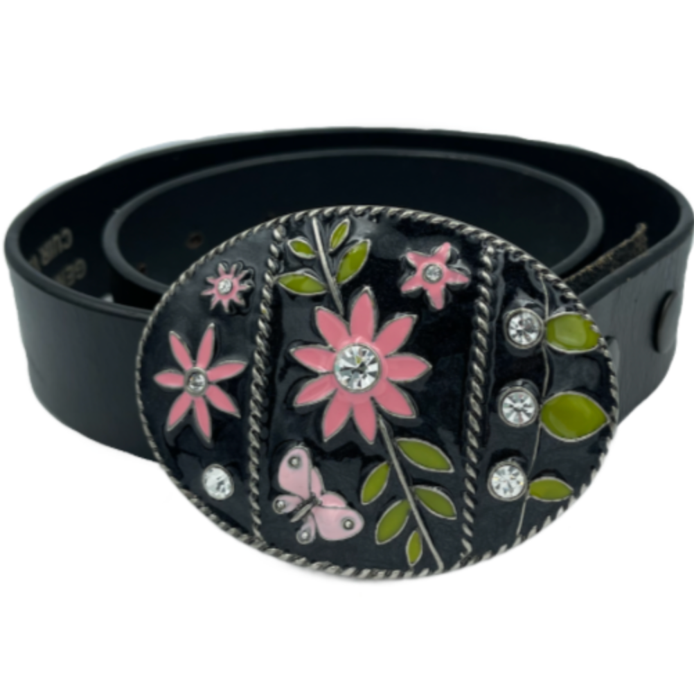 Butterfly Rhinestone Buckle Western Tapestry Belt 38 Boho Chic Festival Hippie Rhinestone Bling Women main image 2