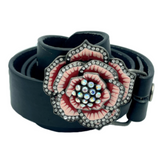 Flower Pink Blooming Rose Floral Western Belt Buckle Buckles