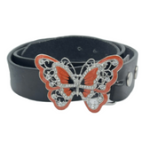 Boucle de Ceinture Papillon Strass Orange Glitter