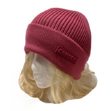 Gorro de lana rosa de Canadá, gorro de esquí de punto liso, puños de invierno, cálido, para hombres y mujeres