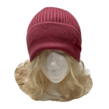 Gorro de lana rosa de Canadá, gorro de esquí de punto liso, puños de invierno, cálido, para hombres y mujeres