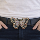 Belt Buckle Butterfly Monarch Brown Rhinestone Buckles