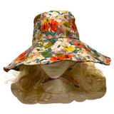 Sombrero para el sol de ala ancha con protección UV para mujer, sombreros de pescador plegables florales de verano