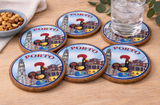 Traditional Imagery Porto Portugal Cityscape Coaster Set of 6 Piece Souvenir