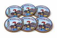 Traditional Imagery Porto Portugal Cityscape Coaster Set of 6 Piece Souvenir