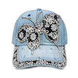 Rhinestone Butterfly Baseball Cap Girls Women Hip Sun Hat New Fashion