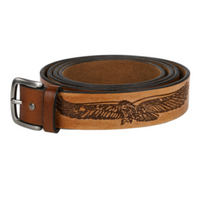 Western Belt Genuine Leather Eagle Decorated Rodeo Cowboy Snap On Belt