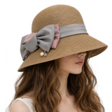 Church Derby Dress Wide Brim Bridal Hat Colorful Bow