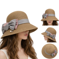 Church Derby Dress Wide Brim Bridal Hat Colorful Bow