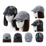 Unisex Denim Newsboy Floral Print Summer Cabbie Women's Hat