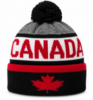 Pom Pom Beanie Hat Canada Canadian Winter Hats Red Maple Leaf Knitted