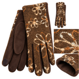 Guantes de invierno con pantalla táctil bordados para mujer, cálidos y modernos calentadores de manos