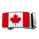 Hebilla de cinturón con bandera de Canadá, deslizante y autoblocante, con trinquete