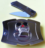 Skull Skeleton Bone Pocket Knife Cool Belt Buckle - Cool Belt Buckles Business - Buckles.Biz