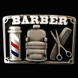Barber Shop Belt Buckle Hairdresser Light Pole Haircut Chair Comb Scissors Buckles - Buckles.Biz