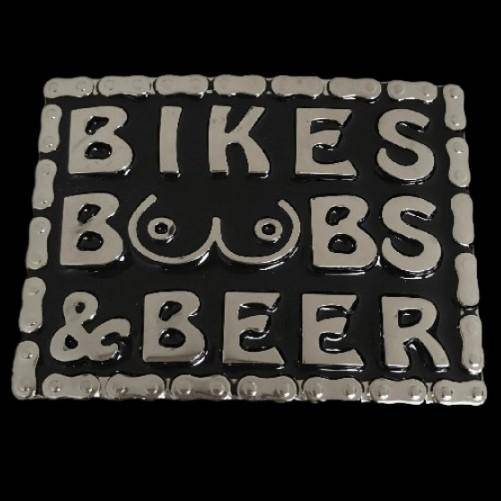 Belt Buckle Biker Bikes Boobs Beer Motorcycle Chain Biker's Belts Buckles - Buckles.Biz